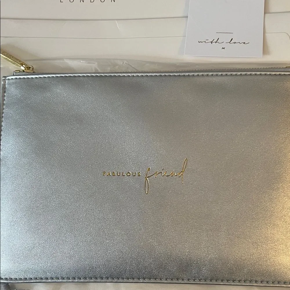 Katie Loxton Silver Perfect Pouch - Fabulous Friend- NWT